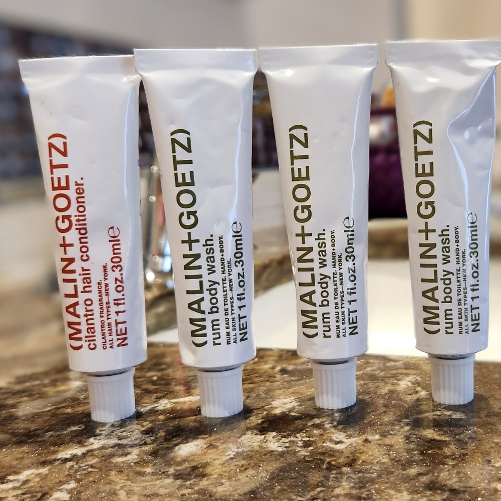 Malin and Goetz Travel Size Rum Body Wash  and Cilantro Conditioner